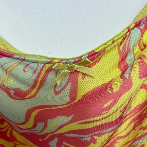 WILD FABLE WOMEN'S YELLOW MARBLE MESH BODYCON ELASTIC WAIST MINI SKIRT NEW 1X - Picture 8 of 9